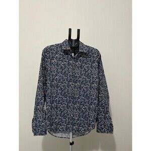 Kenzo Slim Fit Blue Floral Long Sleeve Button Down Casual Shirt Size 44 / 17.5